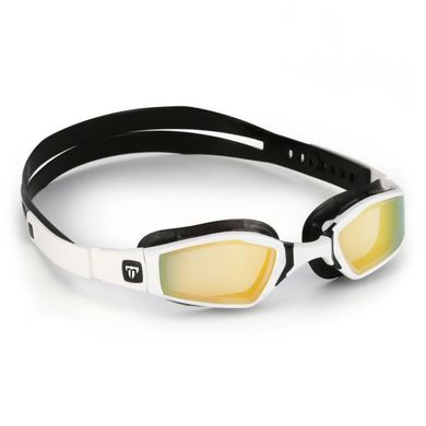 Очки для плавания Phelps Ninja (бело-черный, золотистые линзы)