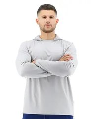 Мужская футболка с длинным рукавом и капюшоном TYR Men’s SunDefense Hooded Shirt, Light Grey XXL