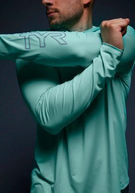 Футболка чоловіча з довгим рукавом та капюшоном TYR Men&rsquo;s SunDefense Hooded Shirt, Mint XXL