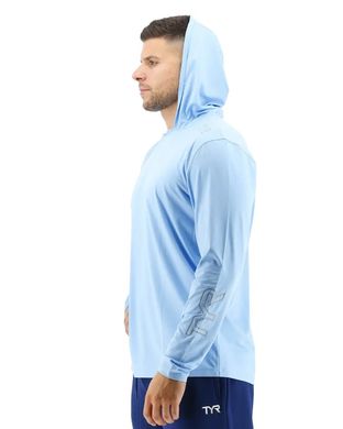 Футболка чоловіча з довгим рукавом та капюшоном TYR Men’s SunDefense Hooded Shirt, Sky Blue XL