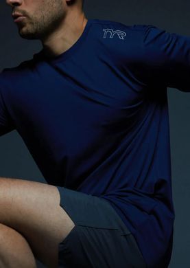 Футболка чоловіча з коротким рукавом TYR Men&rsquo;s SunDefense Short Sleeve Shirt, Navy XXL
