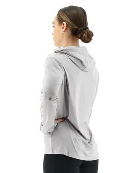 Футболка жіноча з довгим рукавом та капюшоном TYR Women’s SunDefense Hood Sun Shirt, Light Grey M