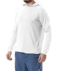 Мужская футболка с длинным рукавом и капюшоном TYR Men’s SunDefense Hooded Shirt, White XL