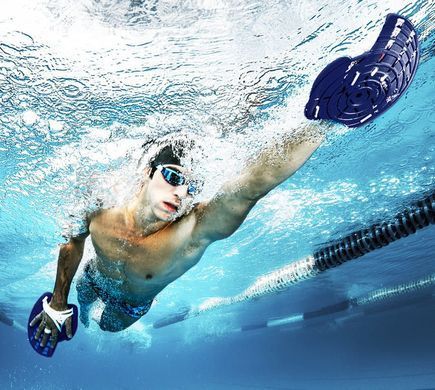 Лопатки для плавания Phelps Strength (синий), L